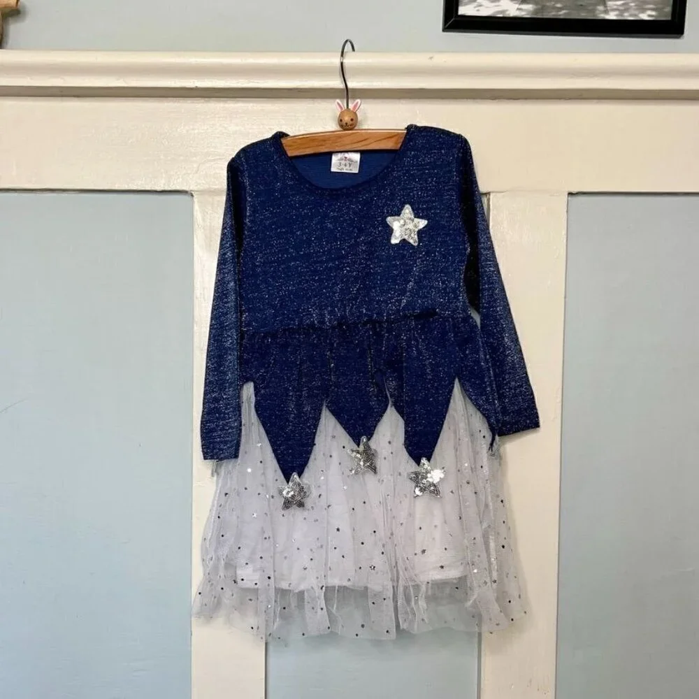 Vikita Glittery Star Sequined Appliquéd Dress